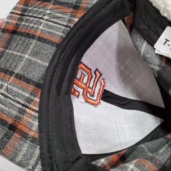 San Francisco Giants Men Trapper Hat One Size Gray Snap Back Plaid Sherpa Wool - Picture 5 of 7